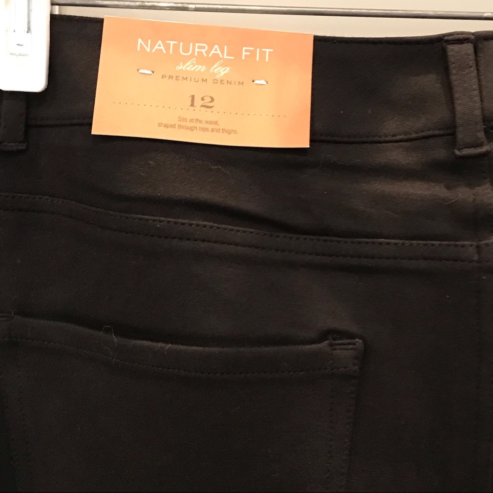 NWT Coldwater Creek Black Ponte Knit Stretch Capri Jeans S 12, Slim Leg - Picture 5 of 6